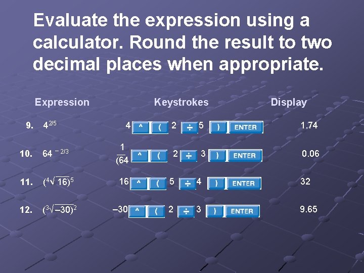 Evaluate the expression using a calculator. Round the result to two decimal places when