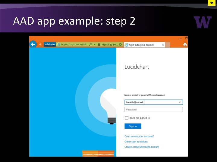 AAD app example: step 2 AAD app example: step 2