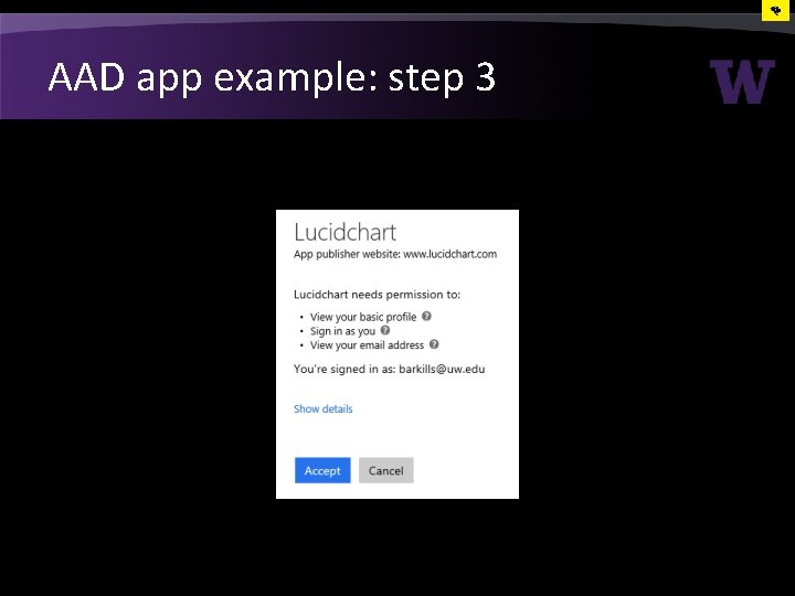 AAD app example: step 3 AAD app example: step 3