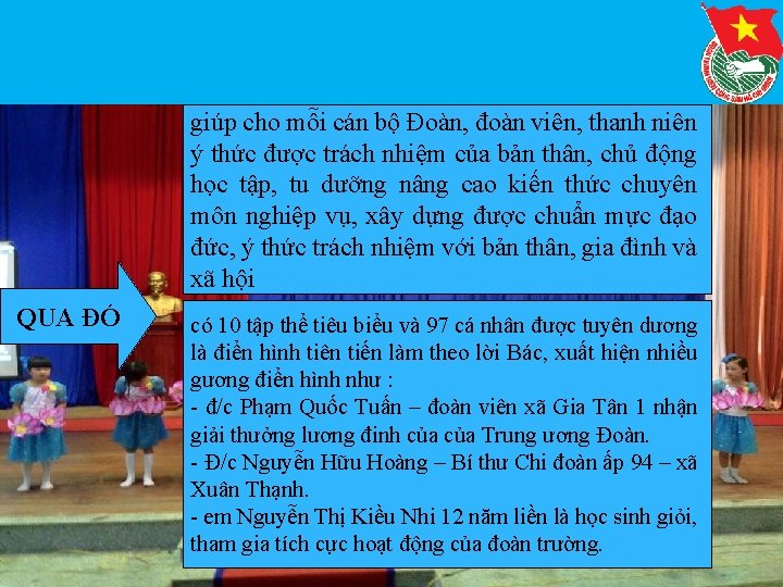 giúp cho mỗi cán bộ Đoàn, đoàn viên, thanh niên ý thức được trách