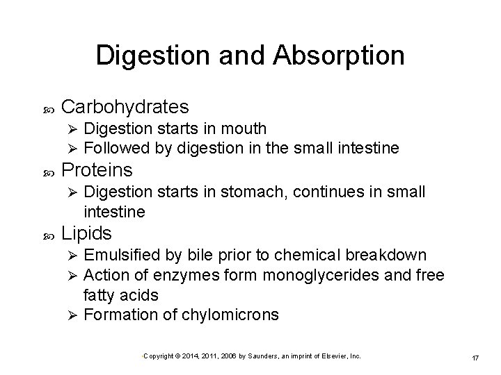 Digestion and Absorption Carbohydrates Ø Ø Proteins Ø Digestion starts in mouth Followed by