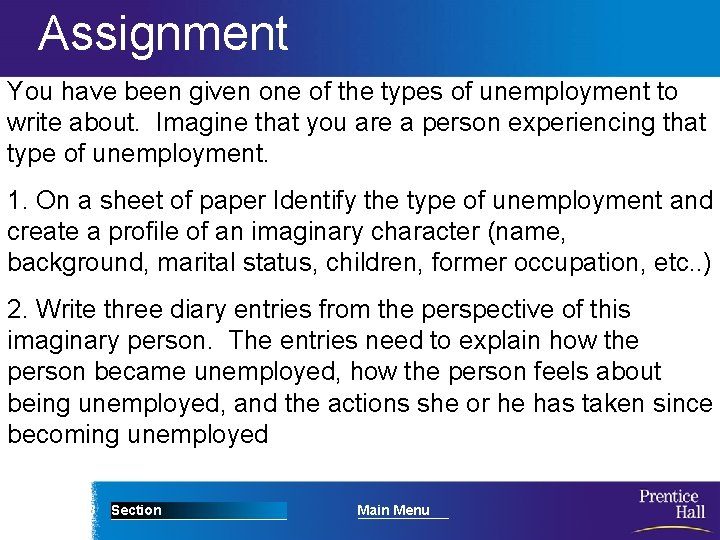Assignment You have been given one of the types of unemployment to write about.
