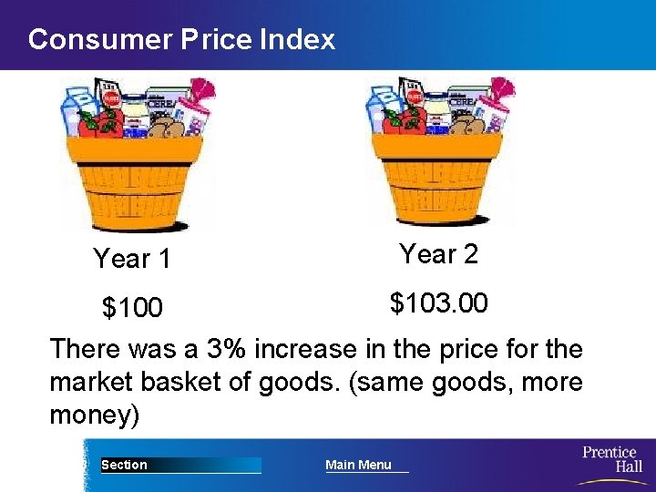 Consumer Price Index Year 2 Year 1 $103. 00 $100 There was a 3%