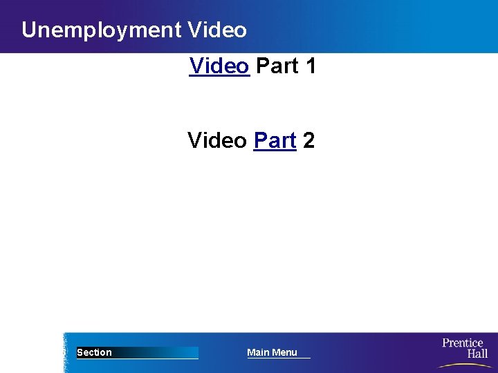Unemployment Video Part 1 Video Part 2 Chapter 13 Section Main Menu 
