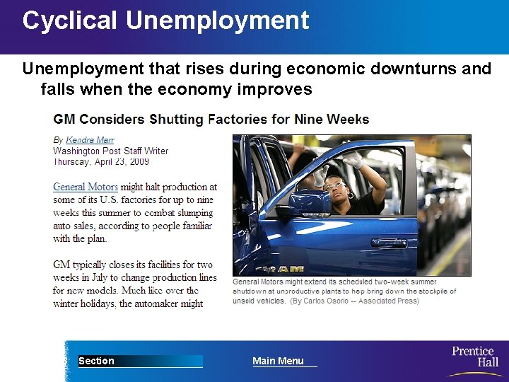 Cyclical Unemployment that rises during economic downturns and falls when the economy improves Chapter
