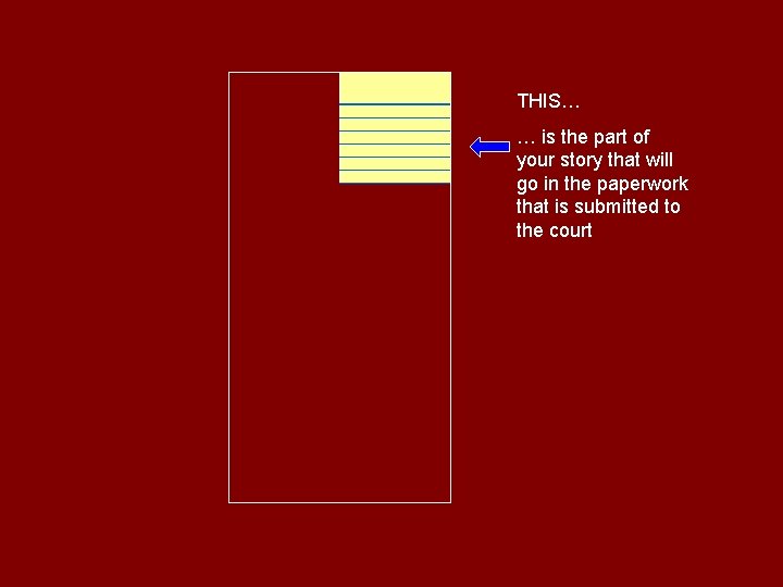 THIS… … is the part of your story that will go in the paperwork