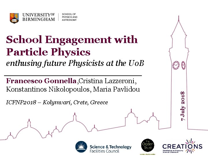 School Engagement with Particle Physics Francesco Gonnella, Cristina Lazzeroni, Konstantinos Nikolopoulos, Maria Pavlidou ICFNP