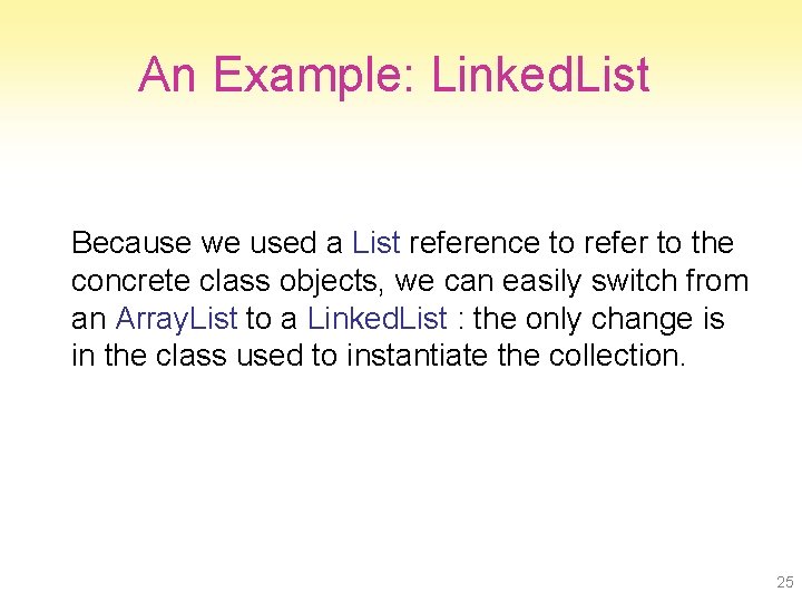 An Example: Linked. List Because we used a List reference to refer to the