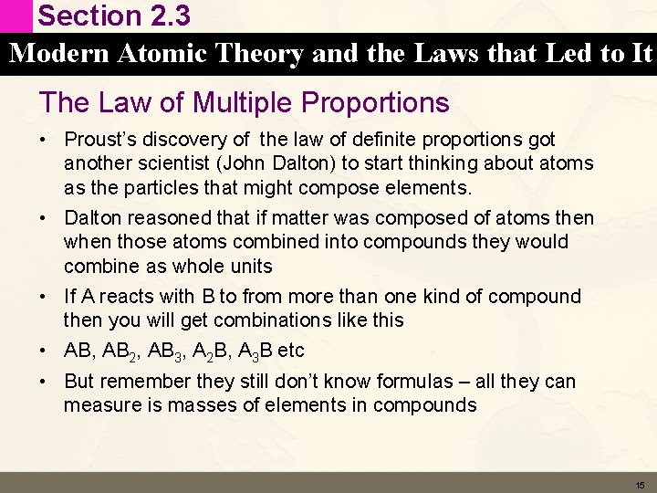 Section 2. 3 Modern Atomic Theory and the Laws that Led to It The