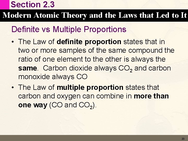 Section 2. 3 Modern Atomic Theory and the Laws that Led to It Definite