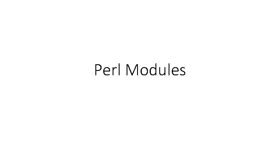 Perl Modules 