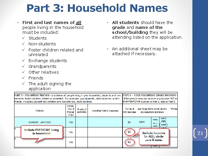 Part 3: Household Names • First and last names of all people living in