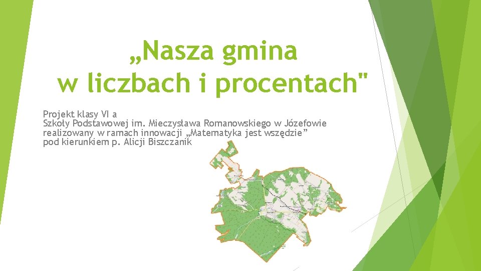 „Nasza gmina w liczbach i procentach" Projekt klasy VI a Szkoły Podstawowej im. Mieczysława