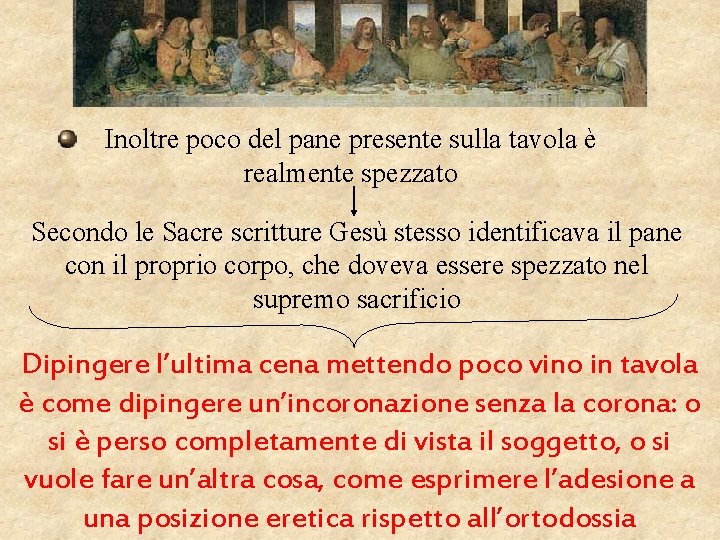 Inoltre poco del pane presente sulla tavola è realmente spezzato Secondo le Sacre scritture