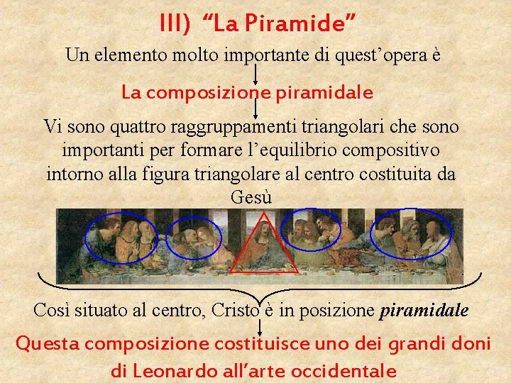 III) “La Piramide” Un elemento molto importante di quest’opera è La composizione piramidale Vi