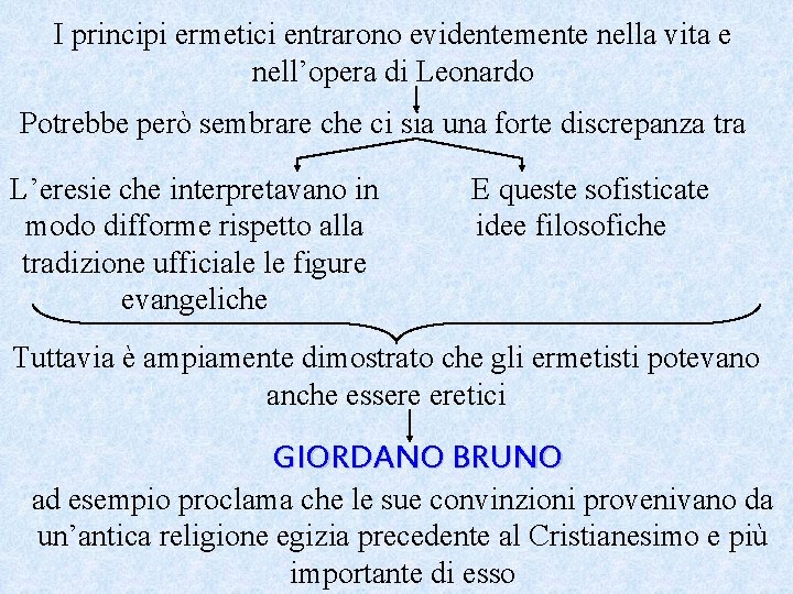I principi ermetici entrarono evidentemente nella vita e nell’opera di Leonardo Potrebbe però sembrare