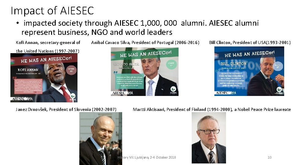 Impact of AIESEC • impacted society through AIESEC 1, 000 alumni. AIESEC alumni represent