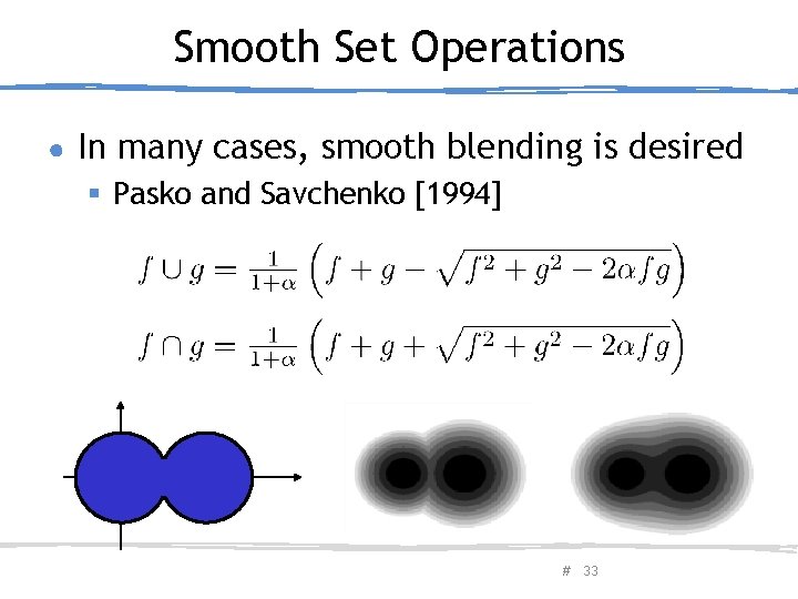 Smooth Set Operations ● In many cases, smooth blending is desired § Pasko and