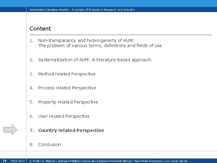 Automated Valuation Models - A Variety of Projects in Research and Industry Content 1.