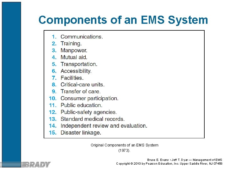 Components of an EMS System Original Components of an EMS System (1973). Bruce E.