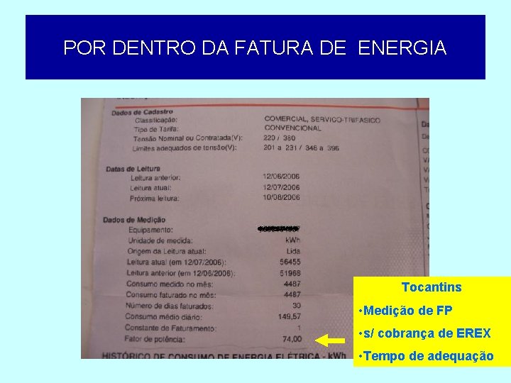 POR DENTRO DA FATURA DE ENERGIA Tocantins • Medição de FP • s/ cobrança