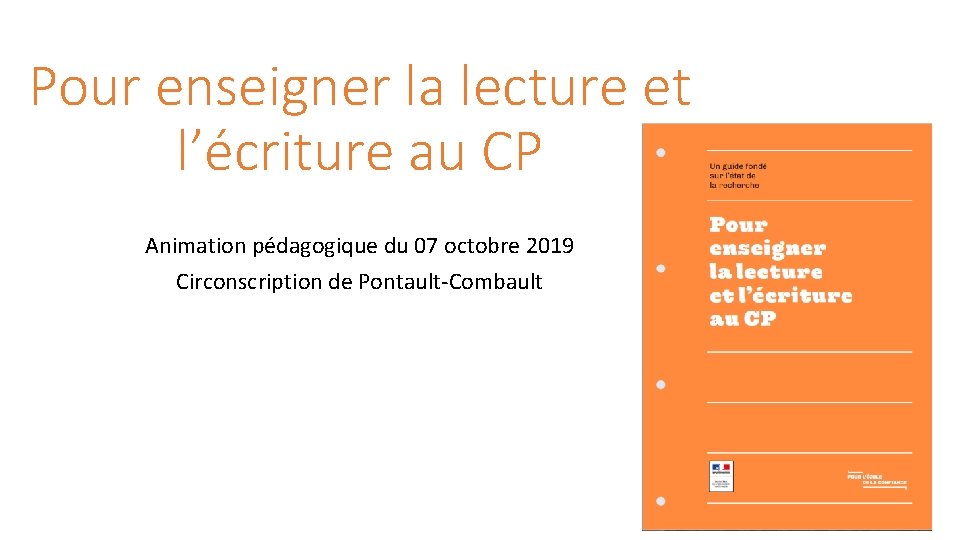 Pour enseigner la lecture et lcriture au CP