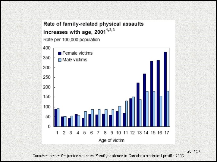 Canadian center for justice statistics. Family violence in Canada: a statistical profile 2003. 20
