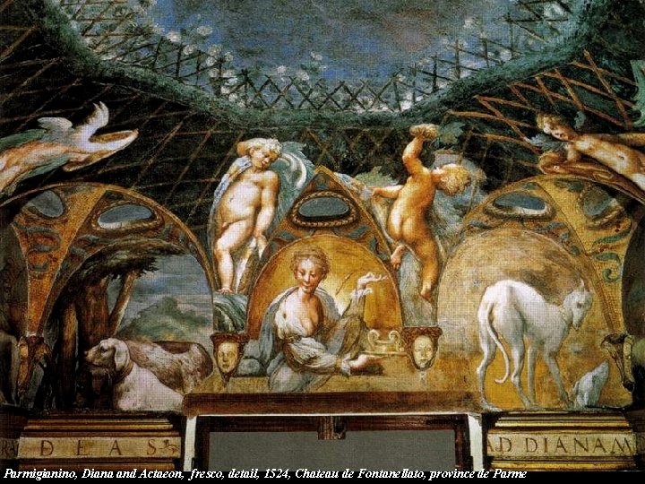 Parmigianino, Diana and Actaeon, fresco, detail, 1524, Chateau de Fontanellato, province de Parme 
