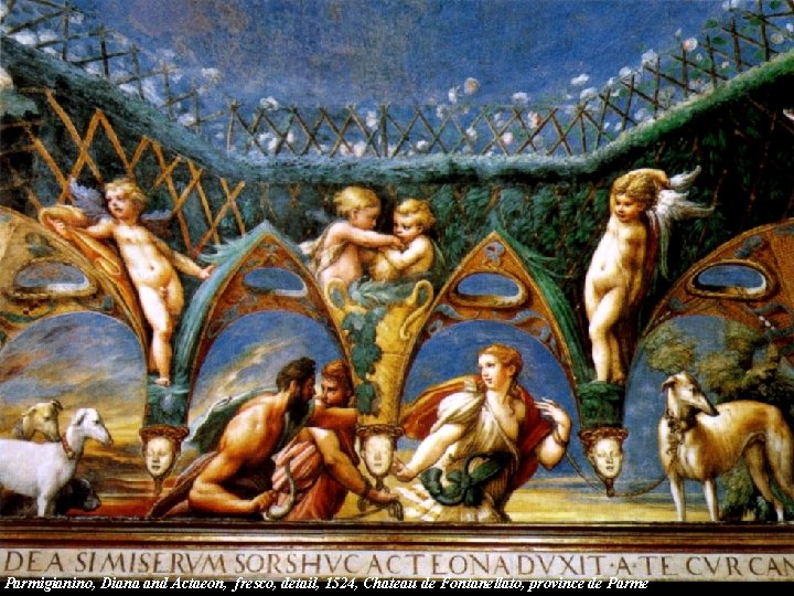 Parmigianino, Diana and Actaeon, fresco, detail, 1524, Chateau de Fontanellato, province de Parme 