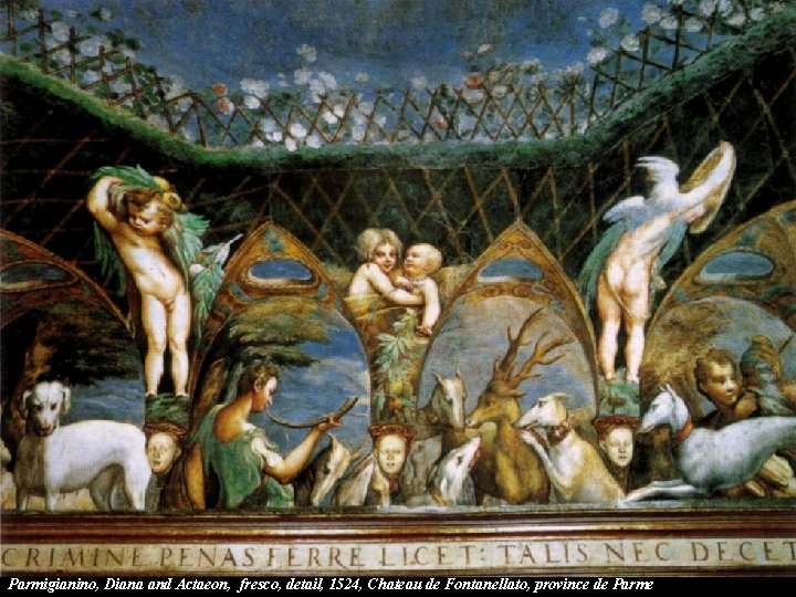 Parmigianino, Diana and Actaeon, fresco, detail, 1524, Chateau de Fontanellato, province de Parme 