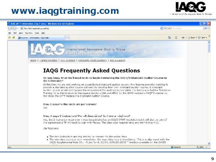 www. iaqgtraining. com 9 