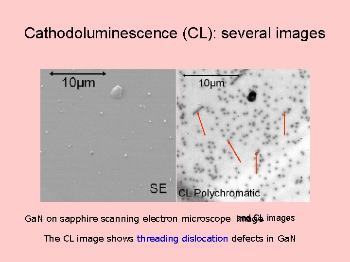 Cathodoluminescence (CL): several images CL images Ga. N on sapphire scanning electron microscope and