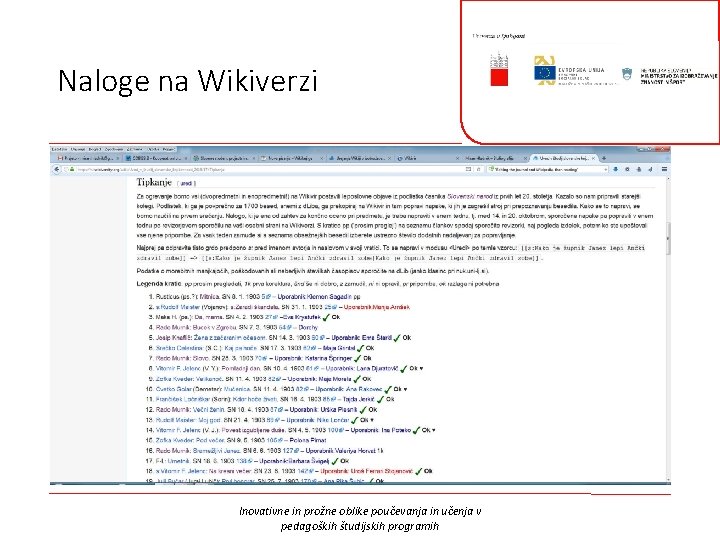 Naloge na Wikiverzi Inovativne in prožne oblike poučevanja in učenja v pedagoških študijskih programih