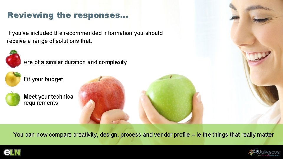 Reviewing the responses… If you’ve included the recommended information you should receive a range