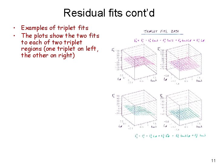 Residual fits cont’d • Examples of triplet fits • The plots show the two