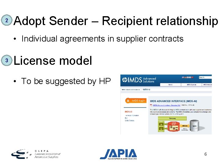 2 Adopt Sender – Recipient relationship • Individual agreements in supplier contracts 3 License