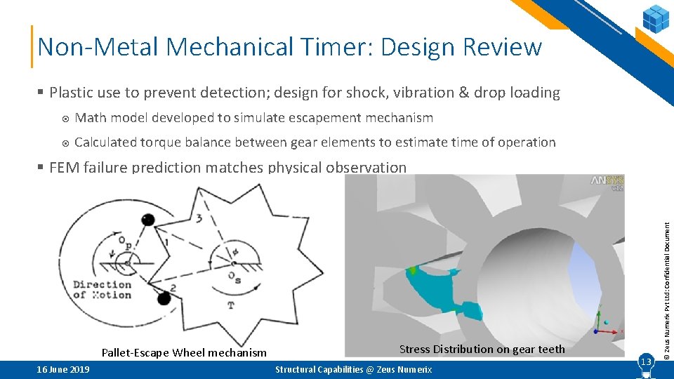 Non-Metal Mechanical Timer: Design Review § Plastic use to prevent detection; design for shock,