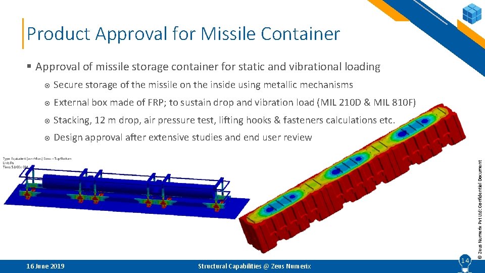 Product Approval for Missile Container Secure storage of the missile on the inside using