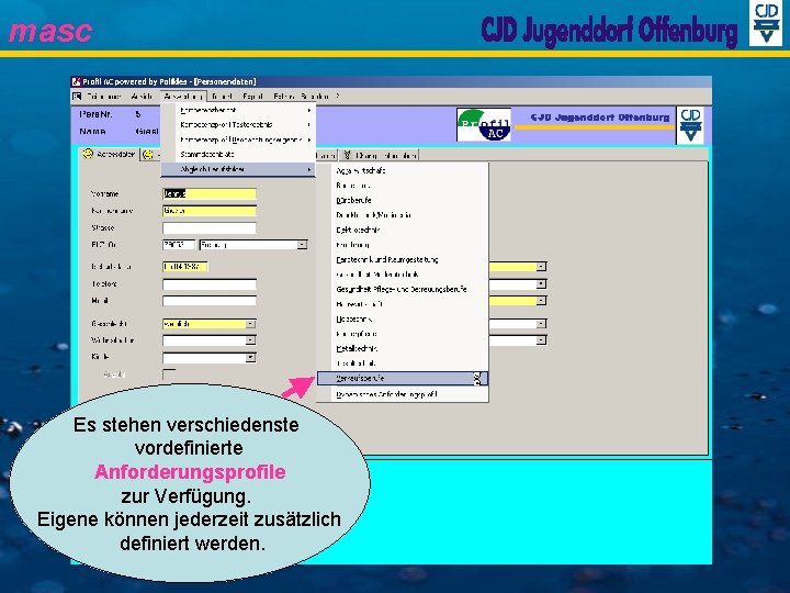 masc Es stehen verschiedenste vordefinierte Anforderungsprofile zur Verfügung. Eigene können jederzeit zusätzlich definiert werden.