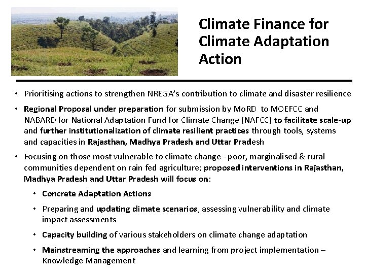 Climate Science and Climate Finance for Climate Adaptation