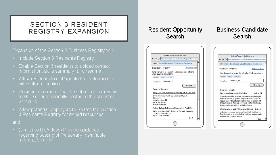 SECTION 3 RESIDENT REGISTRY EXPANSION Expansion of the Section 3 Business Registry will: •