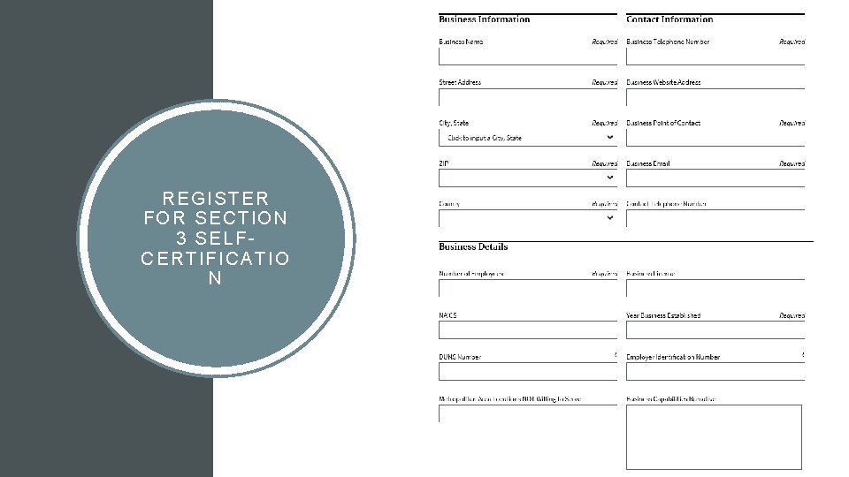 REGISTER FOR SECTION 3 SELFCERTIFICATIO N 