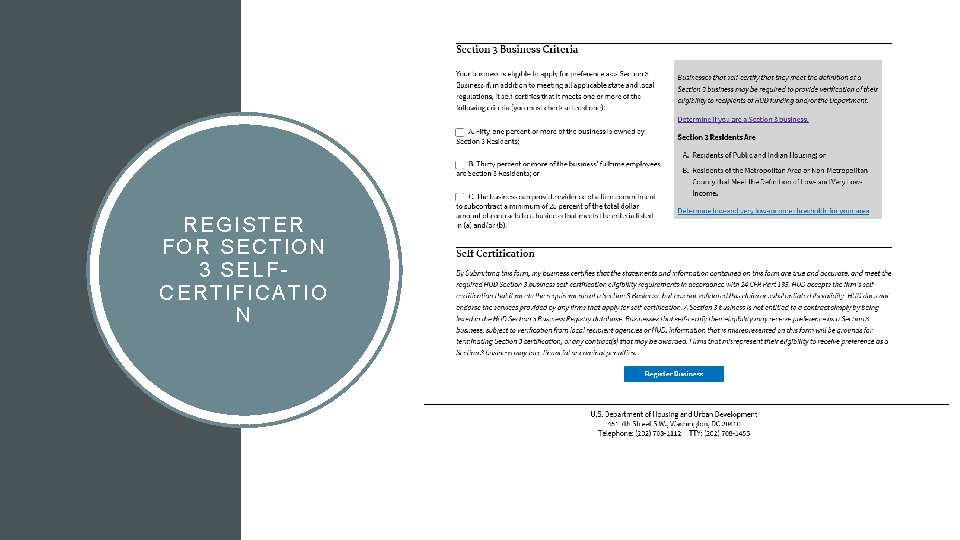 REGISTER FOR SECTION 3 SELFCERTIFICATIO N 
