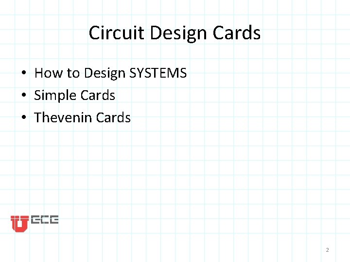 Circuit Design Cards • How to Design SYSTEMS • Simple Cards • Thevenin Cards