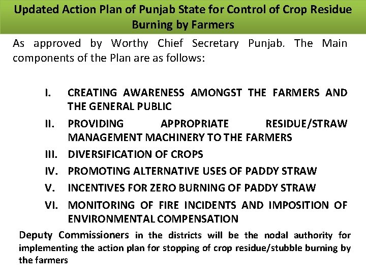 Updated Action Plan of Punjab State for Control of Crop Residue Burning by Farmers