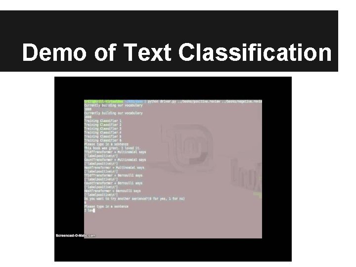 Demo of Text Classification 