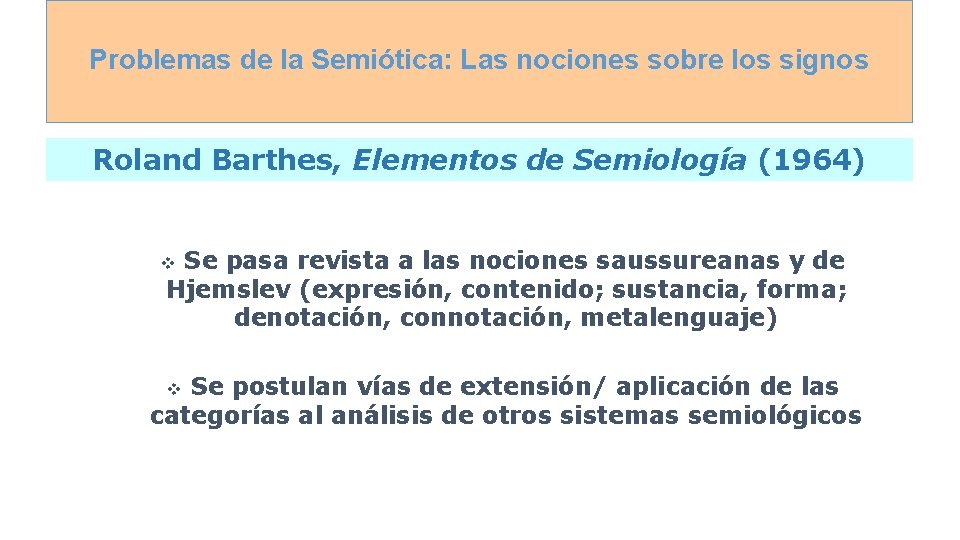 Problemas de la Semiótica: Las nociones sobre los signos Roland Barthes, Elementos de Semiología