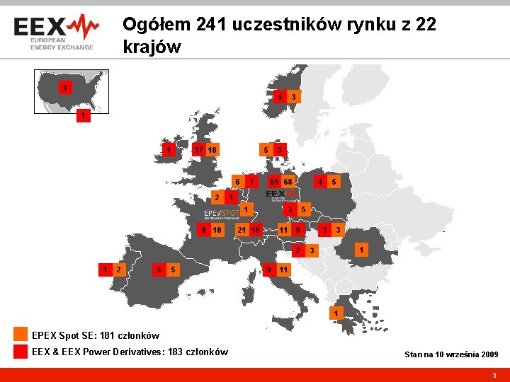 Ogółem 241 uczestników rynku z 22 krajów 3 5 3 1 1 5 37