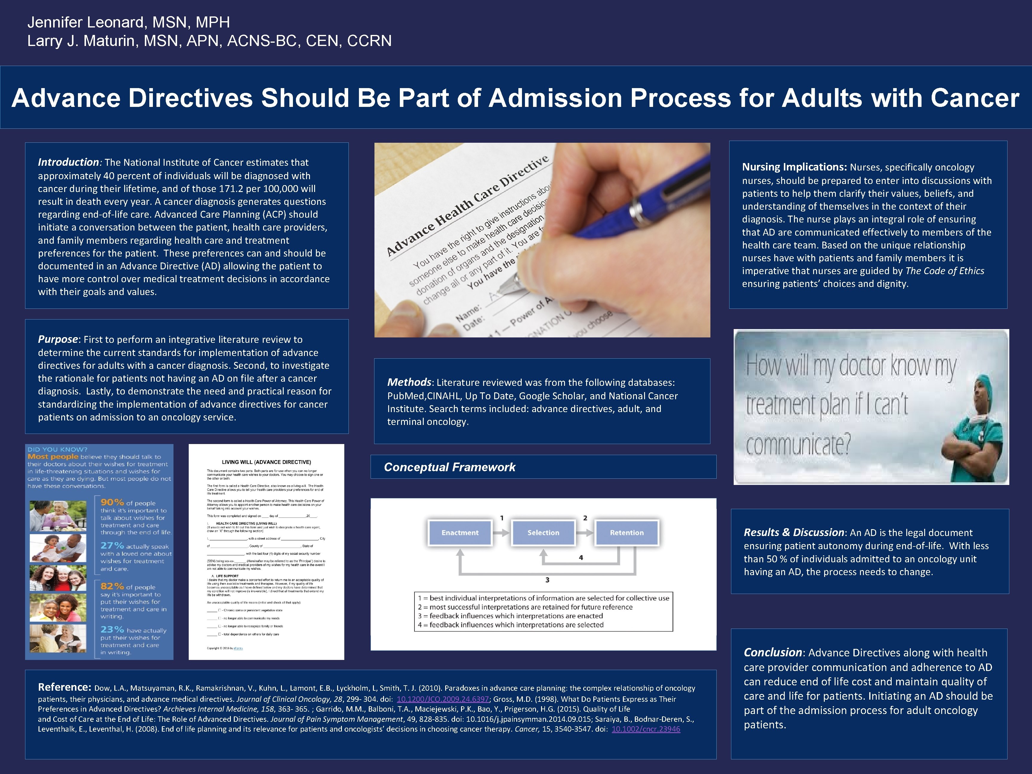 Jennifer Leonard, MSN, MPH Larry J. Maturin, MSN, APN, ACNS-BC, CEN, CCRN Advance Directives