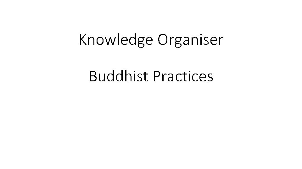 Knowledge Organiser Buddhist Practices 
